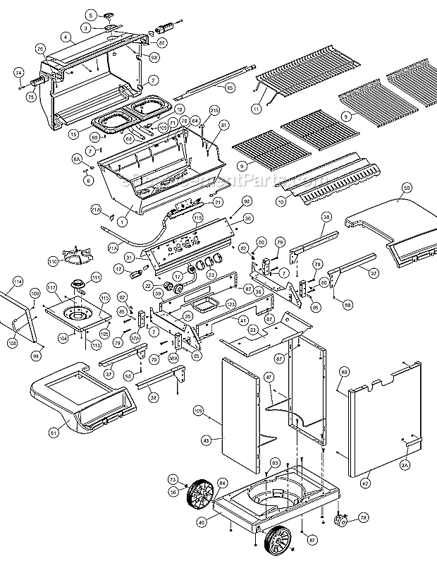 Page A Diagram and Parts List for 949-27 Crown Series 20 Broil King Grill